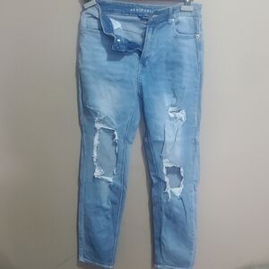 Aeropostale Women's Mom Jean Light Blue Distressed Size 4